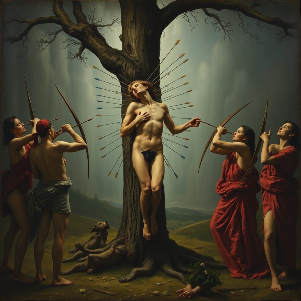 Saint Sebastian Martyrdom in Surrealist Style