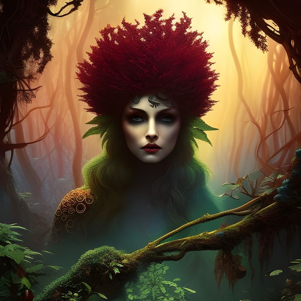 Forest Dryad in Dark Fantasy Style