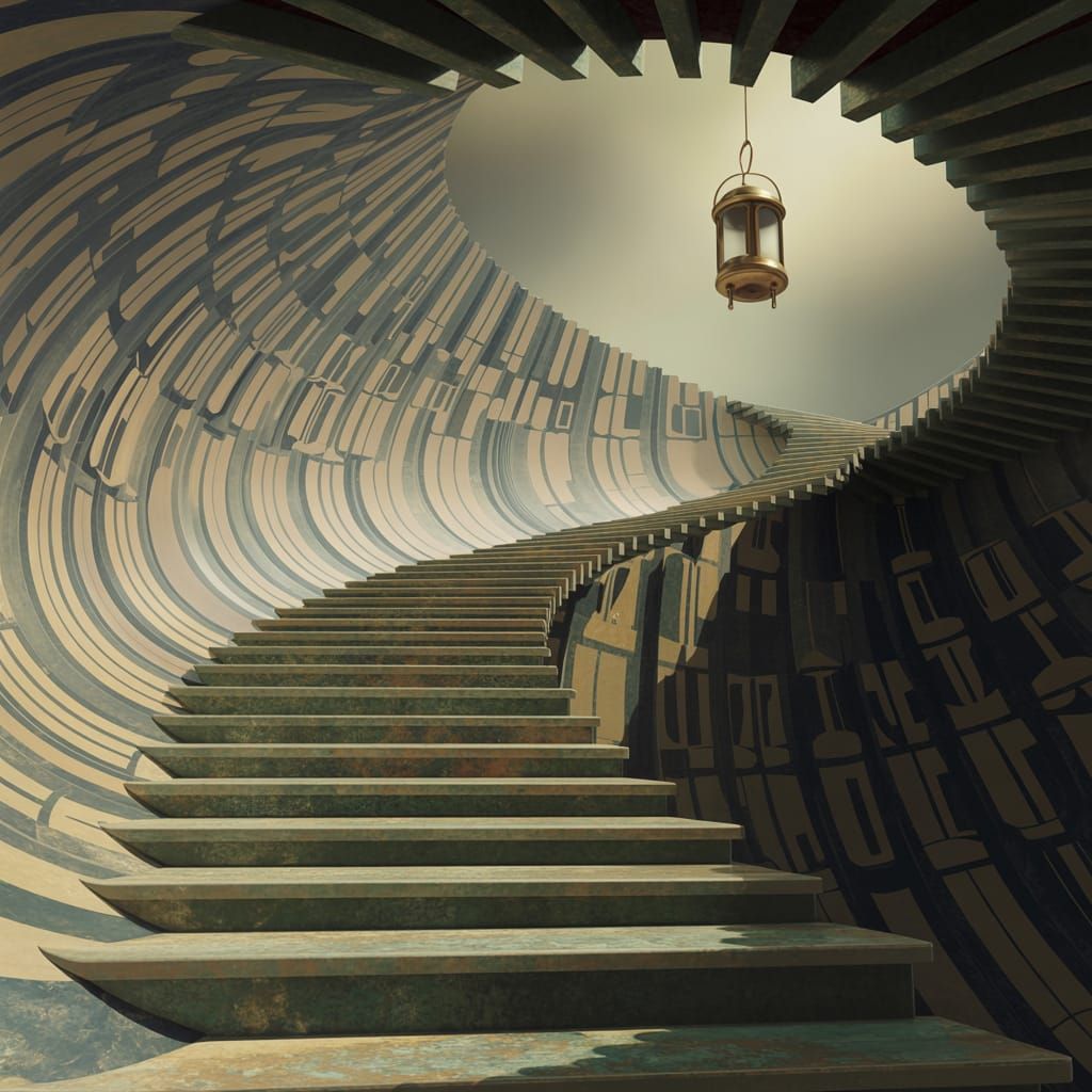 Endless Staircase in Op Art Style
