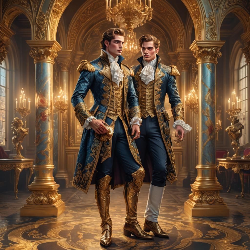 Duke Applying Makeup: Baroque Fantasy Digital Art