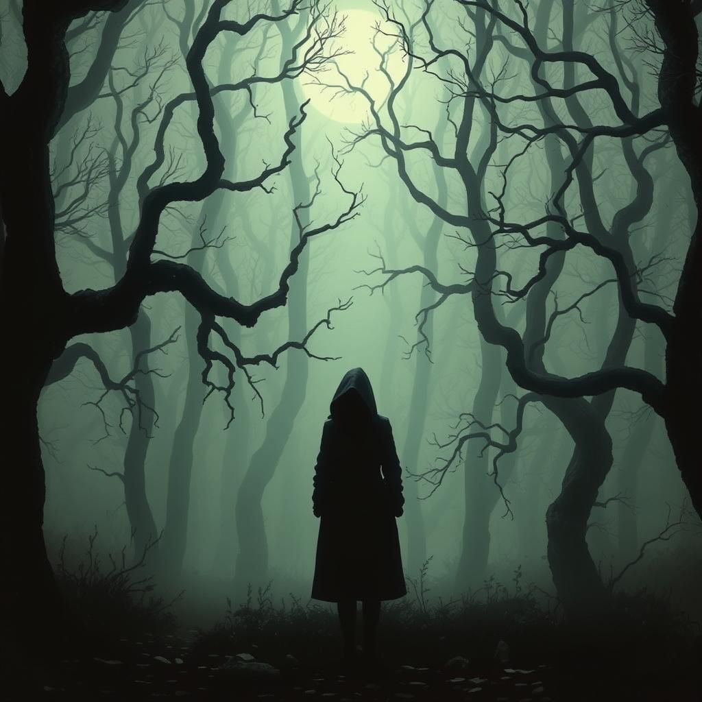 Ethereal Woman in Misty Forest, Gothic Fairy Tale