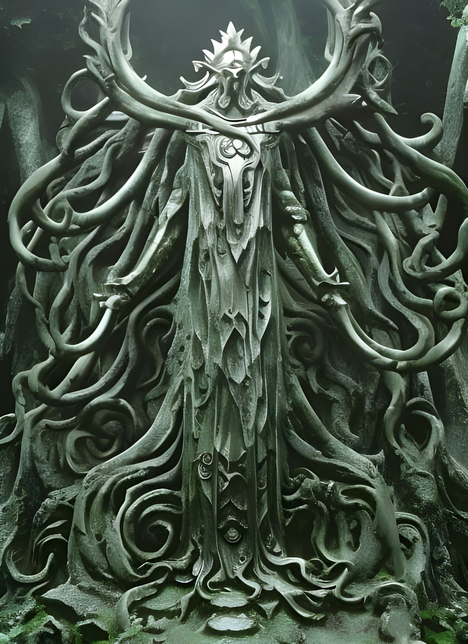 Lovecraftian Statue of an Outer God in Jungle