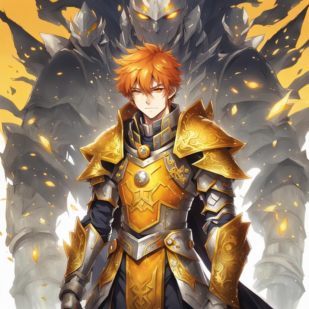 Fantasy Lord with Orange Hair in Anime Style