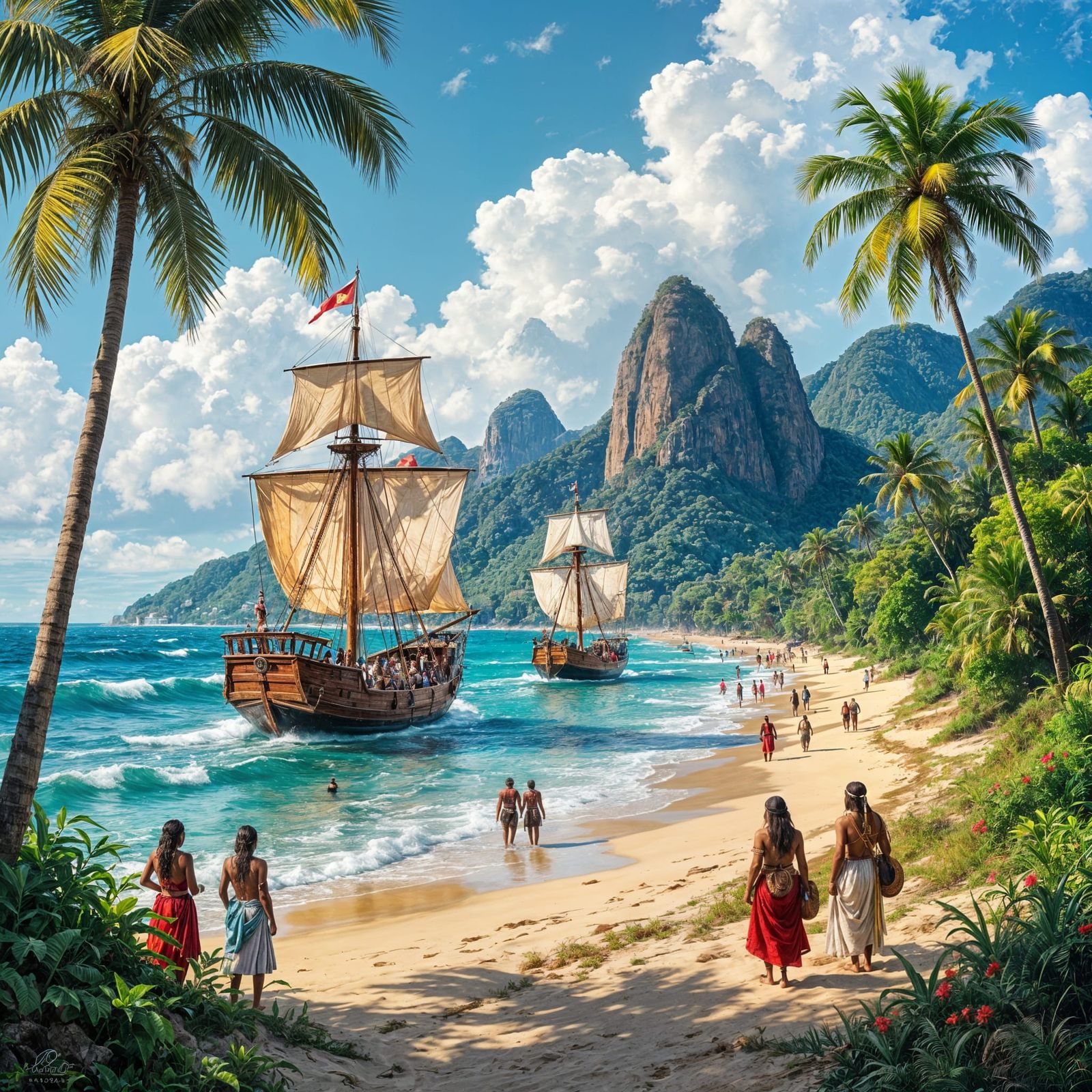 Portuguese Ships Arriving in Brazil, Year 1500