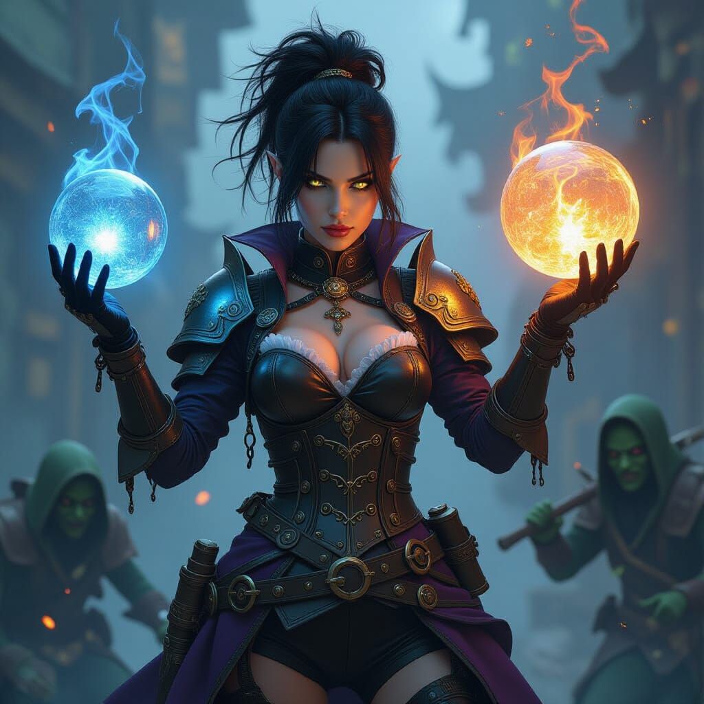 Steampunk Artificer in a Goblin Swarm, Cinematic 3D