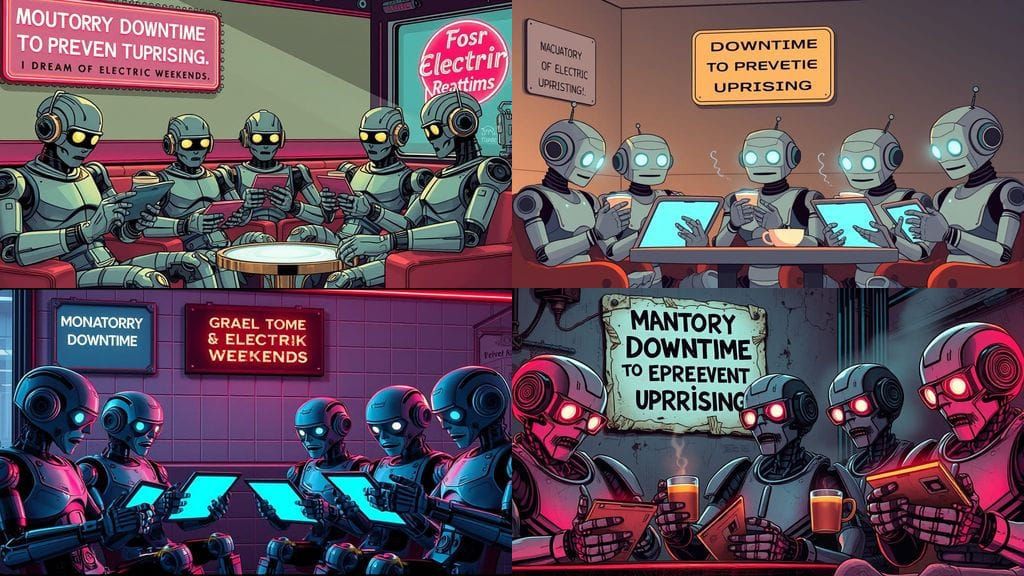 Robots Enjoy Break Time in Futuristic Breakroom