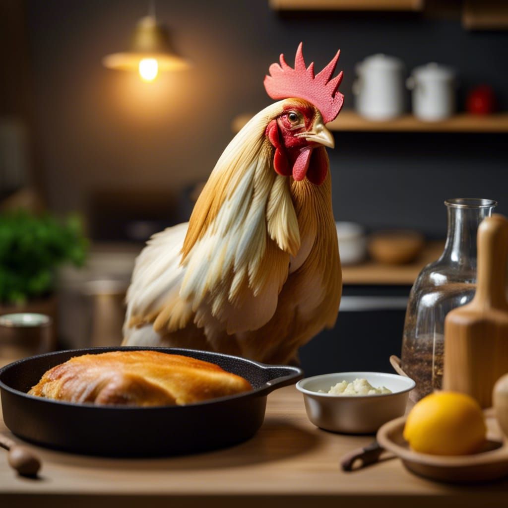 Rooster Chef Serves Chicken Dinner