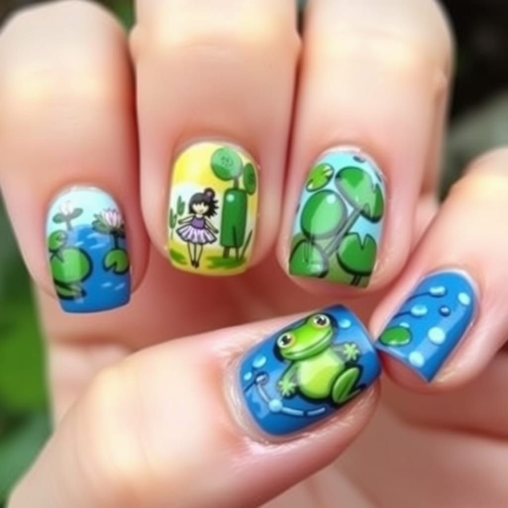 Pond life on nail art