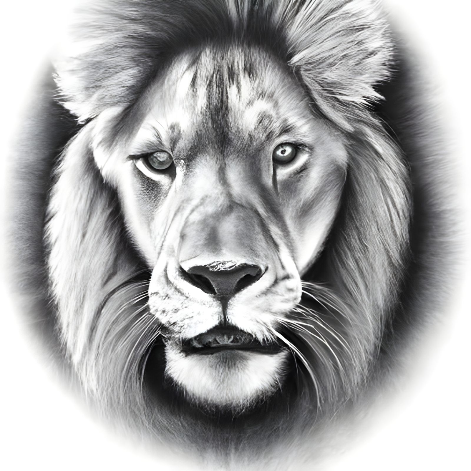 Hyperdetailed Charcoal Drawing of a Lion's Head