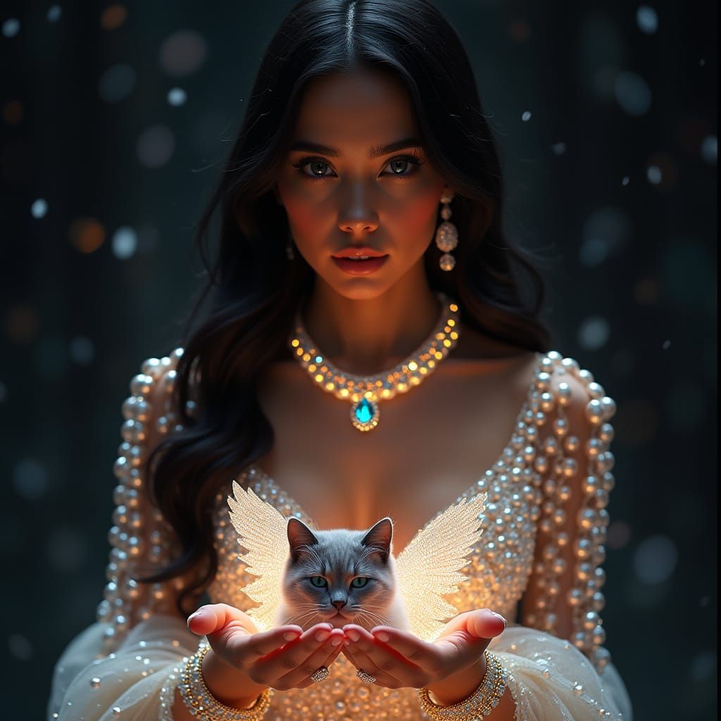 Ultra-Realistic Woman in Pearls and Diamonds