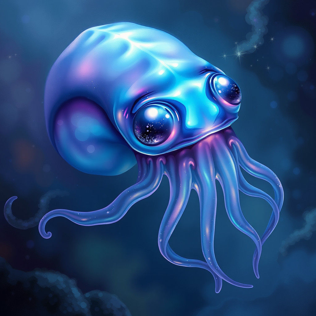 Mystical Iridescent Cuttlefish in Surreal Style