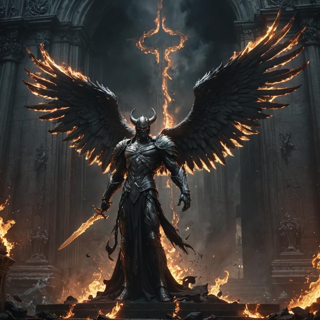 Merged Archangel and Demon at Heaven and Hell Gates