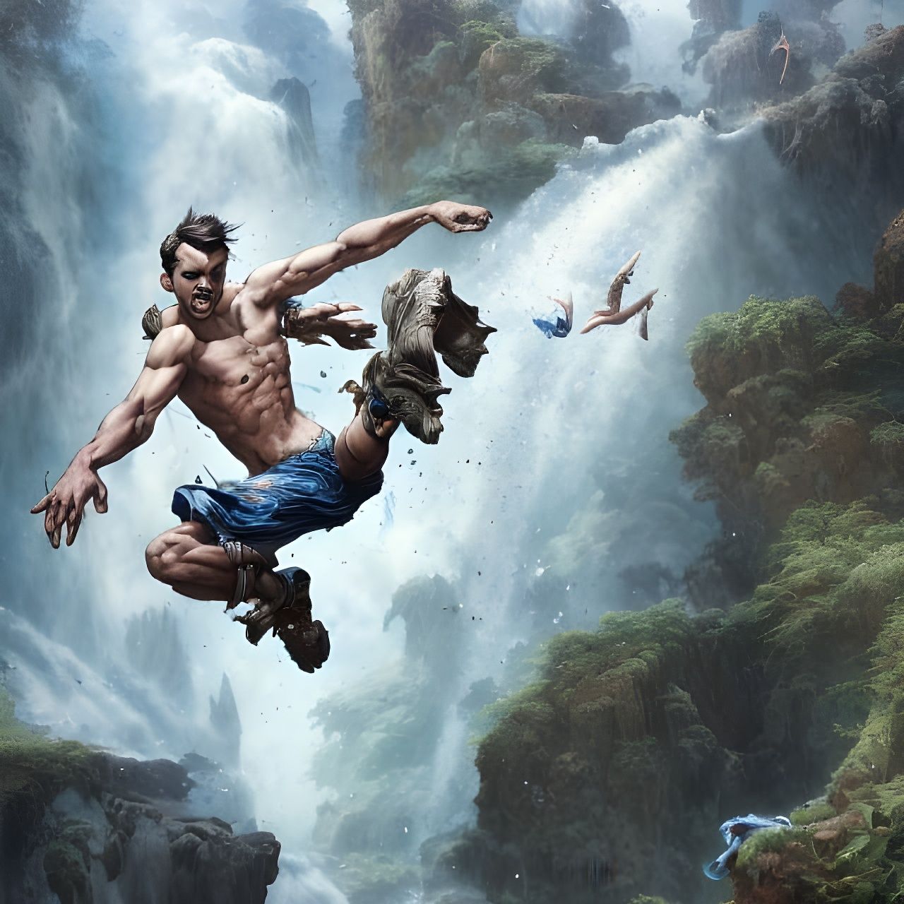 Cliff Diver in Splash Art Style