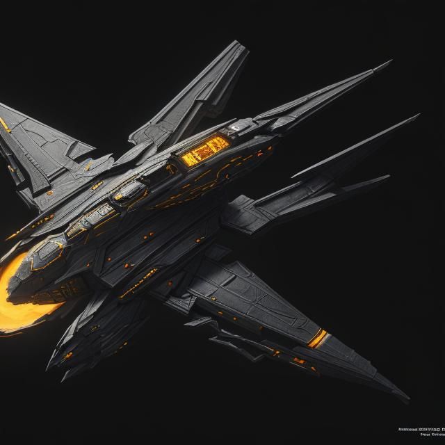 Scorpion Spaceship in Orange Chrome: Detailed Matte Painting