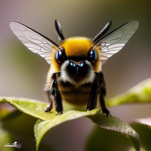 Fantasy Bumblebee with Glowing Flower, Digital Art