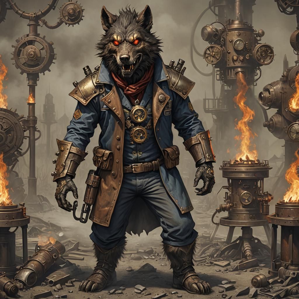 Steampunk Werewolf in Pyromanzer Style