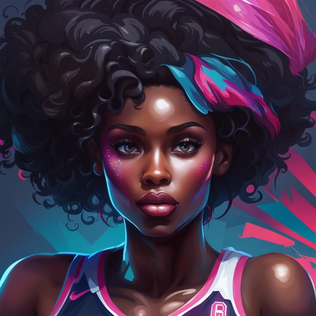 Black Barbie Basketball Player Portrait in 8K