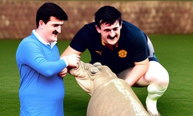 Harry Maguire and Pablo Escobar Petting Hippo