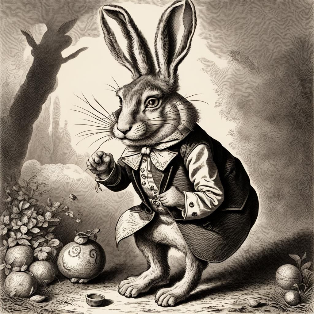 March Hare in Wonderland: Vintage Illustration
