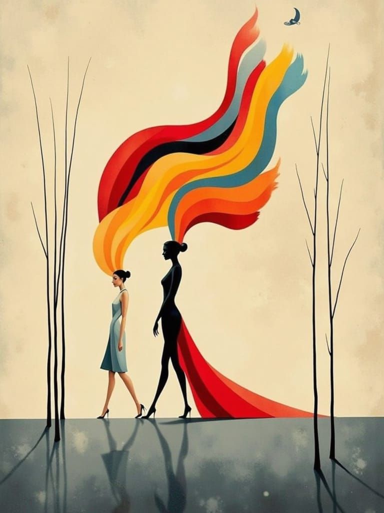 Surreal Female Figure in a Minimalist Landscape