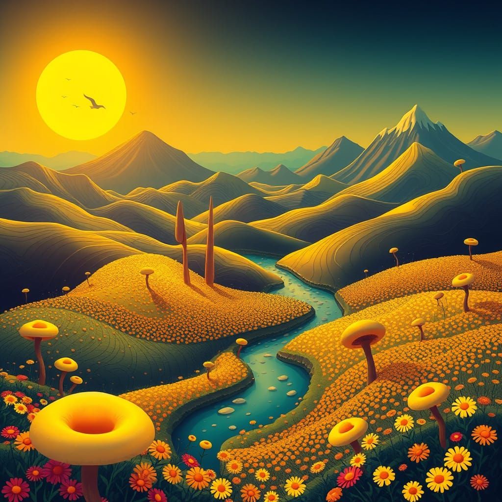 Whimsical Dreamscapes in Art Nouveau Style