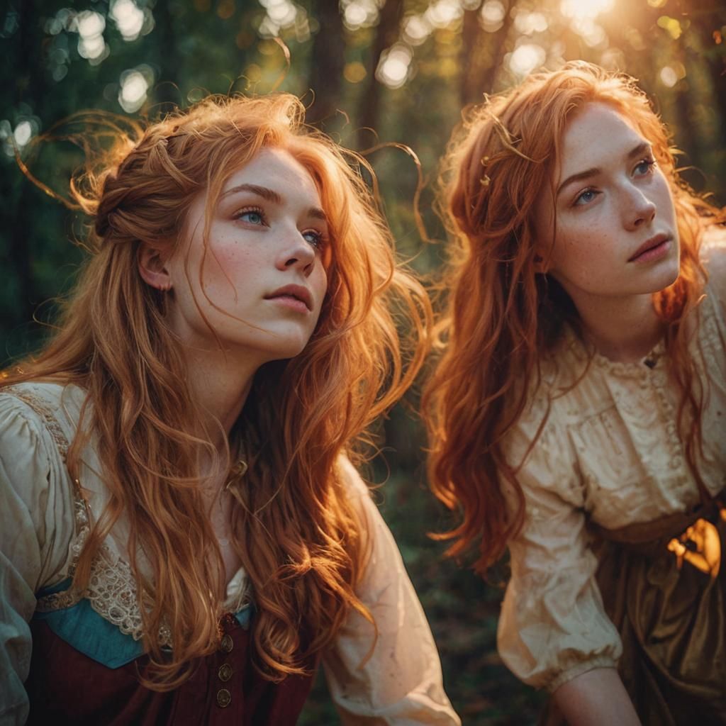 Cinematic Portrait of Two Sisters in Golden Light
