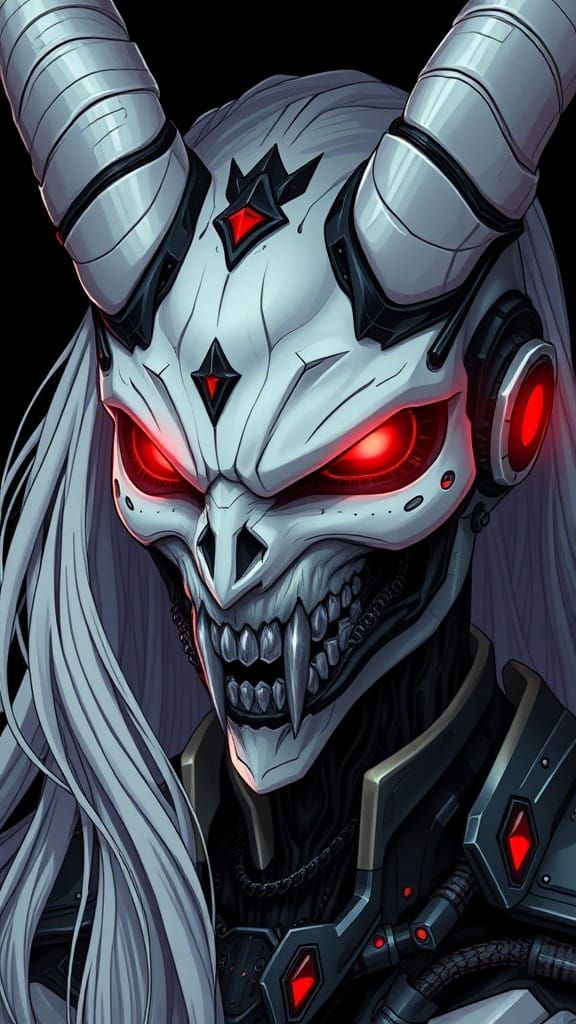 Cyberpunk Demoness in Dark, Futuristic Armor