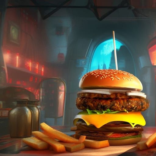 Detailed Burger in Fantasy Concept Art