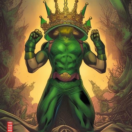 Green manalishi with a three pronged crown