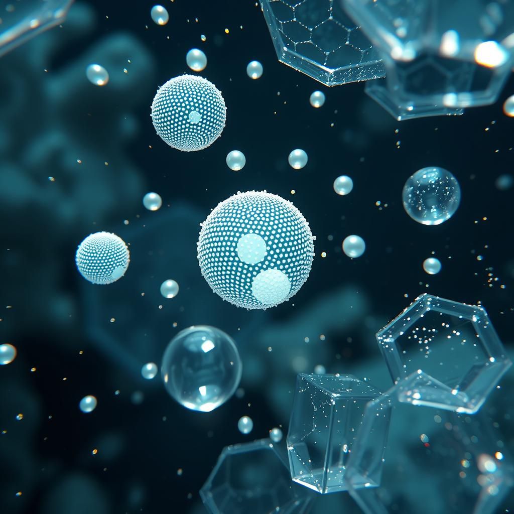 Ethereal Spheres and Cylinders Underwater in Futuristic Styl...