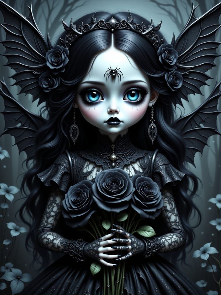 Mystical Fairy with Roses: Fantasy Portrait