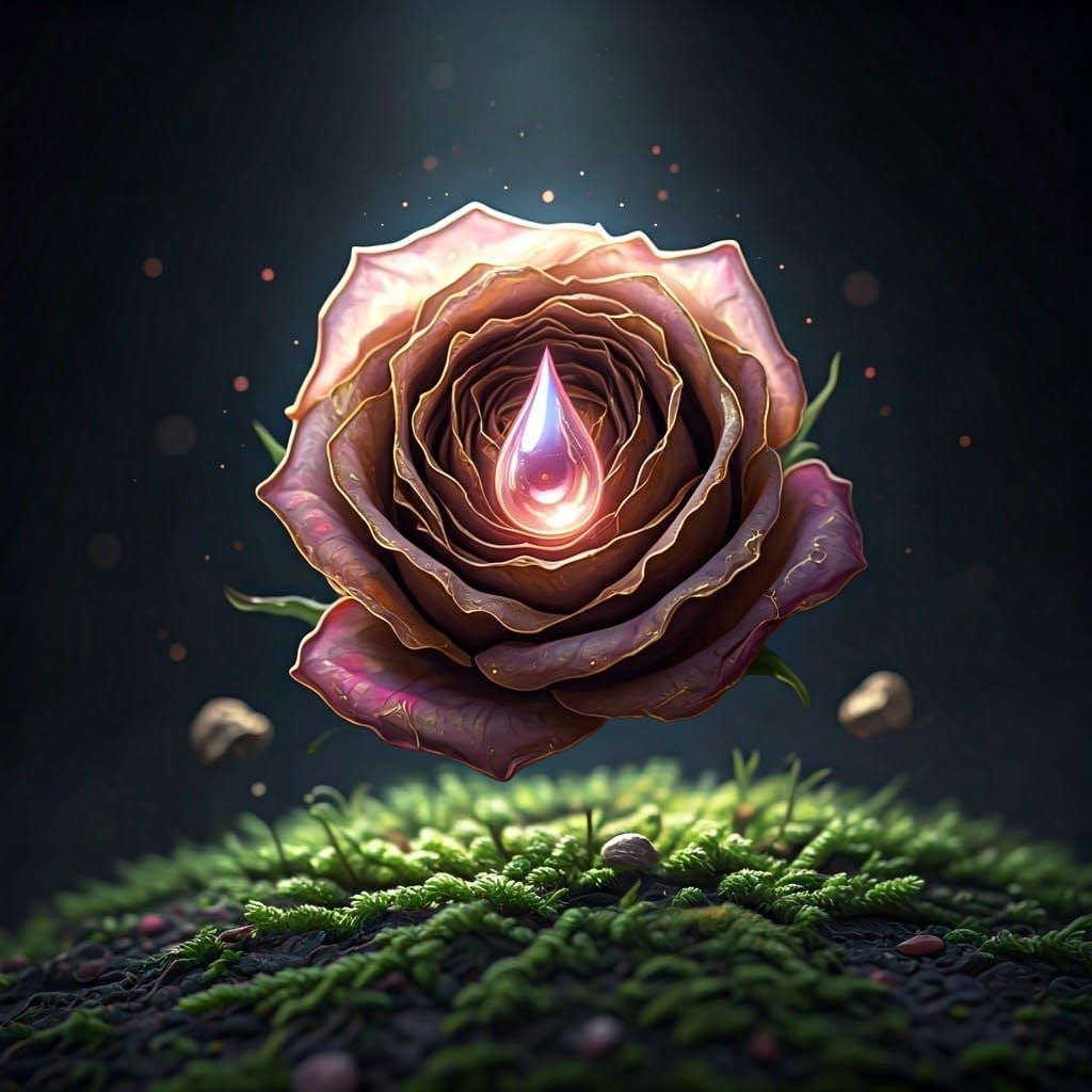 Fey Artifact: Rosebud and Glowing Teardrop