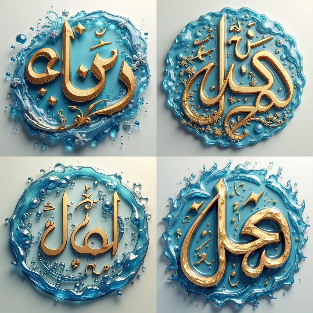 Luxury 3D Arabic Logo "Radaa" with Water Effects