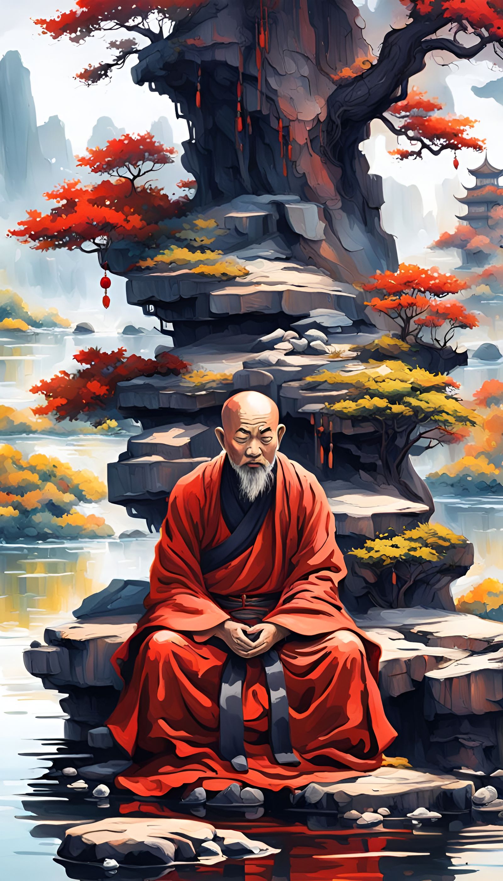 Meditating Monk …