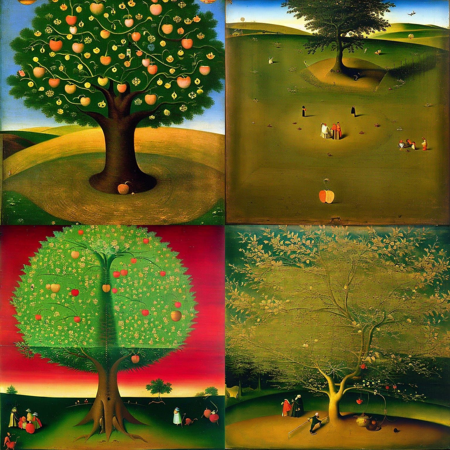 Surreal Apple Tree in Bosch Style