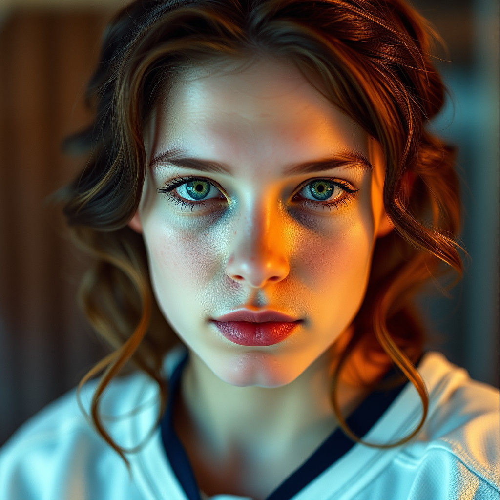 Captivating Woman with Green Eyes in Cinematic Style