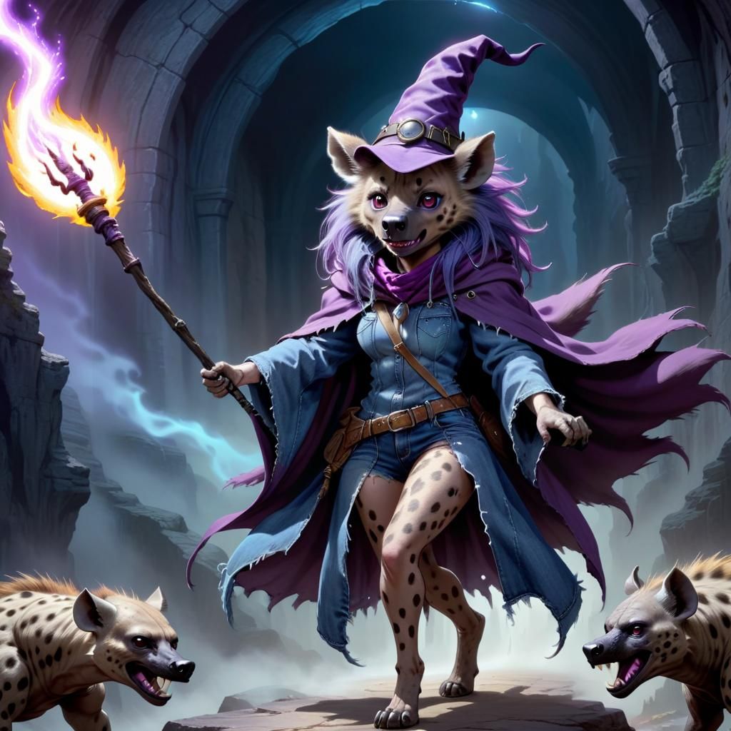 Epic Wizardess Battles Balrog on Chasm Bridge in Photorealis...