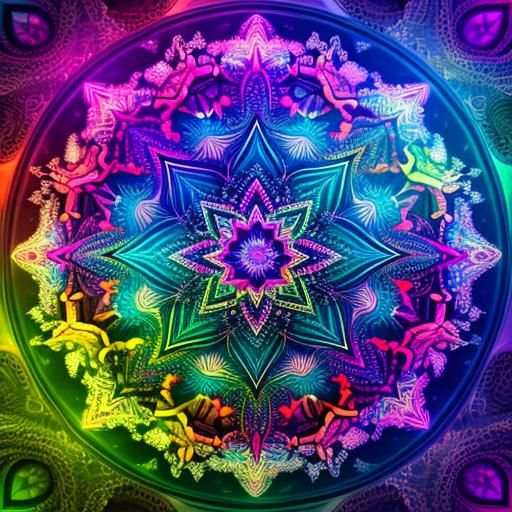 Kaleidoscopic Heart in Abstract Neon Style