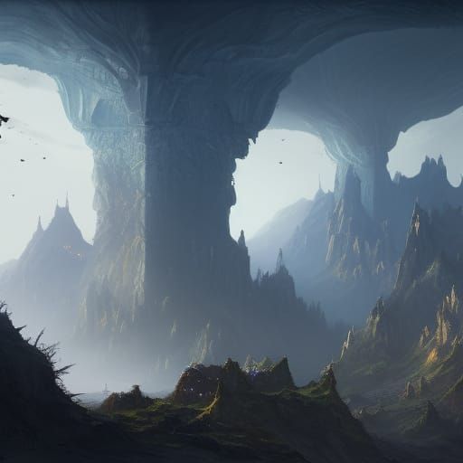 Detailed Mountain Fortress Concept Art