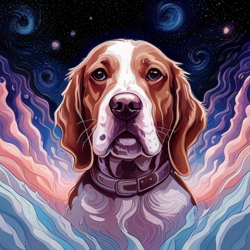 Hound Dog in the Stars: Maximalist Photoillustration