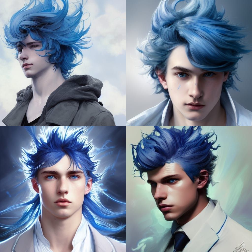 Blue-Haired Teen Portrait in Hyperdetailed Digital Art