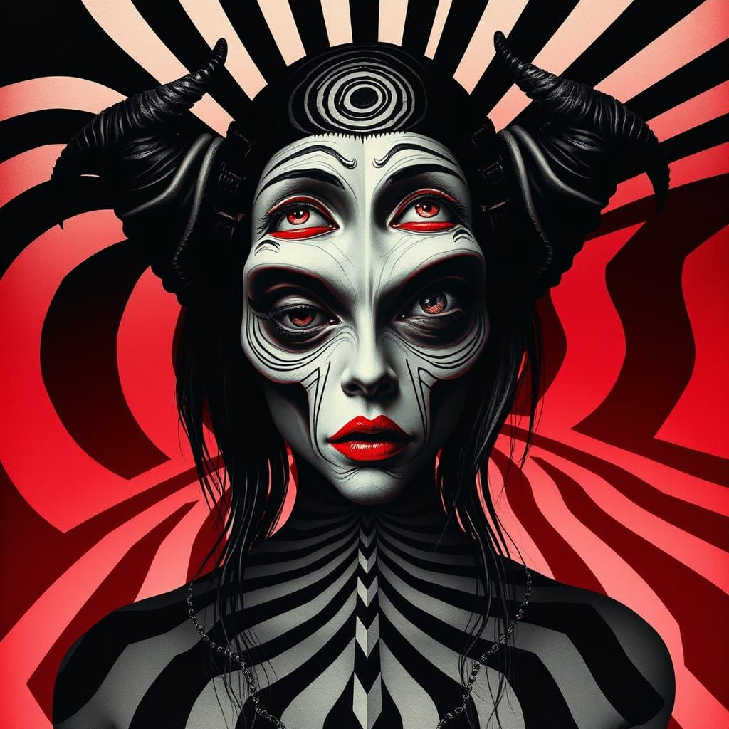 Grotesque Fusion of Distorted Forms in High-Contrast Portrai...