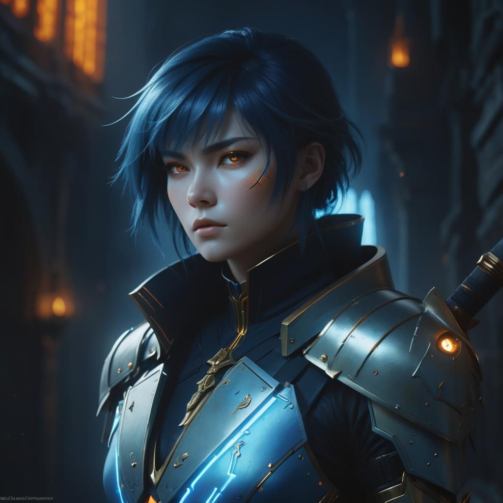 Heroic Iczelion Woman Soldier in Golden Armor