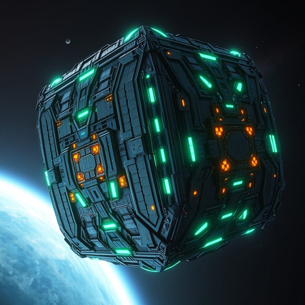 Ominous Borg Cube in Majestic, Dark Metallic Glory