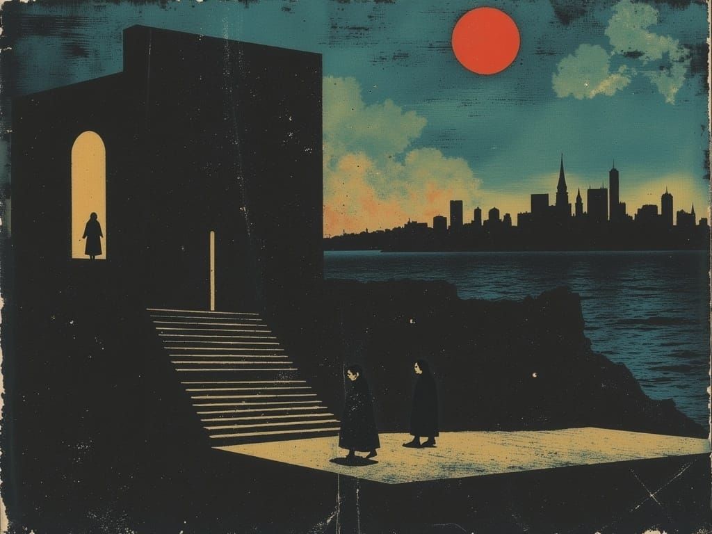 Surreal Stairway to Nowhere with Androids