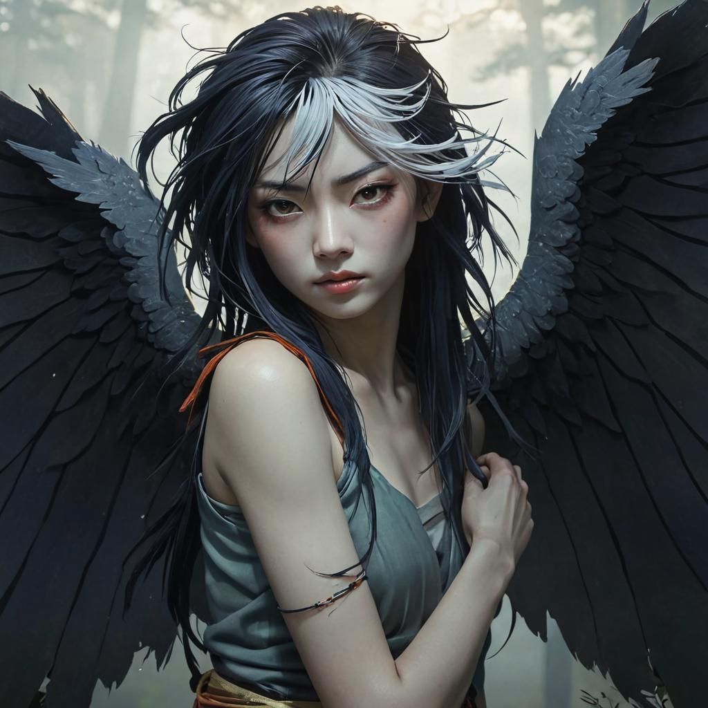 Samurai in Misty Forest: Ukiyo-e Anime Style