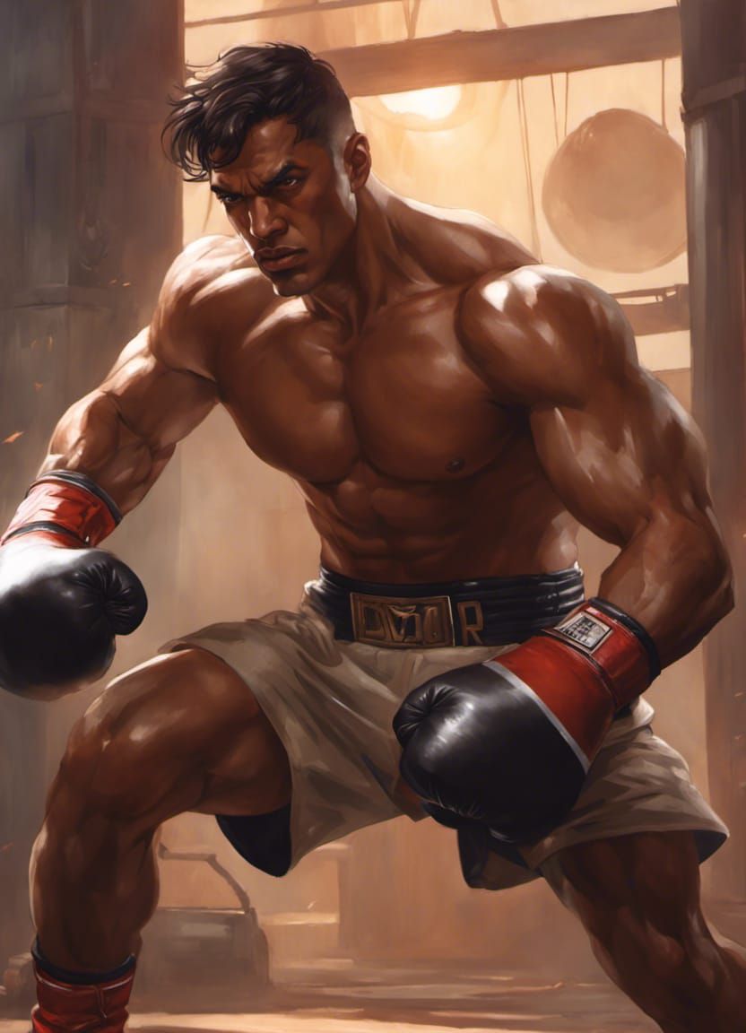 Focused Young Boxer: Hyperdetailed Character Concept Art