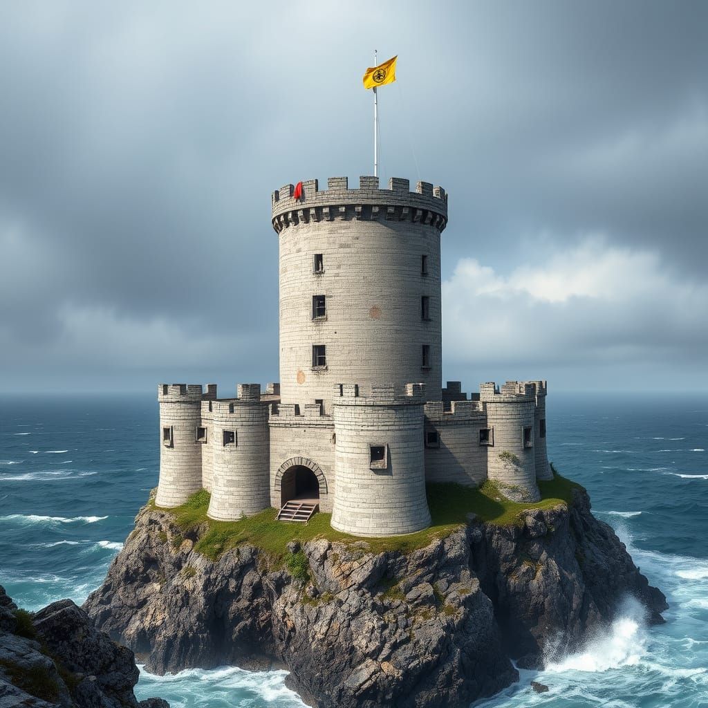 Medieval Castle Standing Tall Amidst Stormy Seas