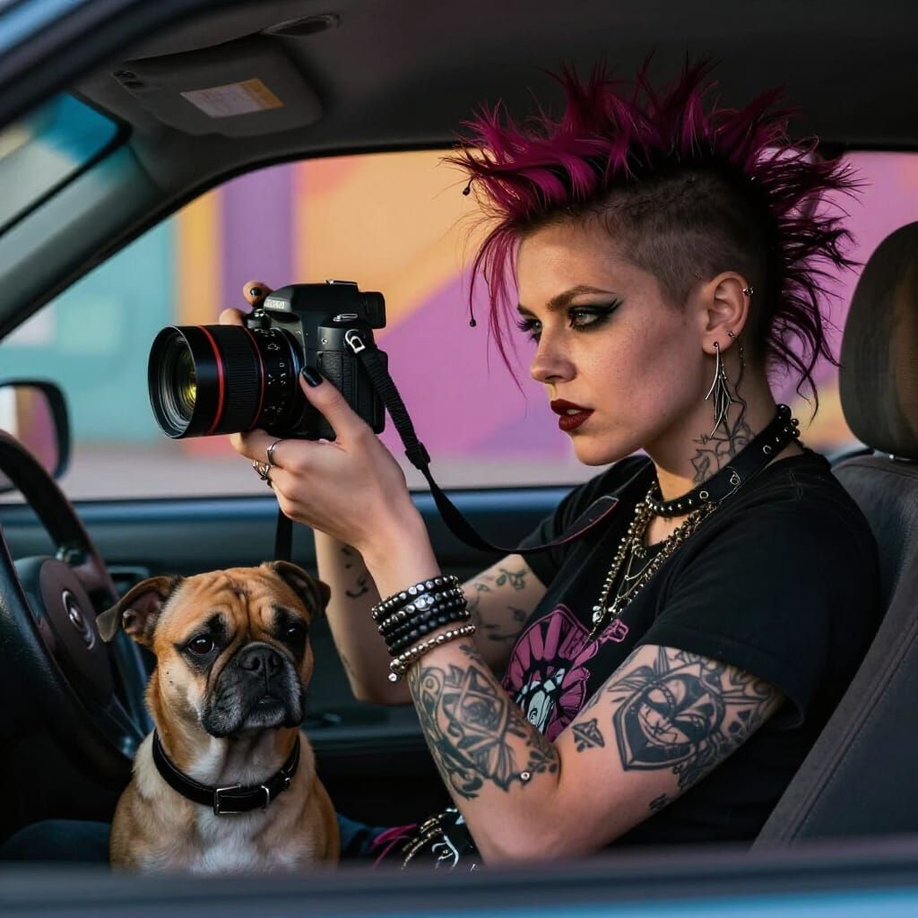 Punksteam Photojournalist Captures Woman and Dog Portrait
