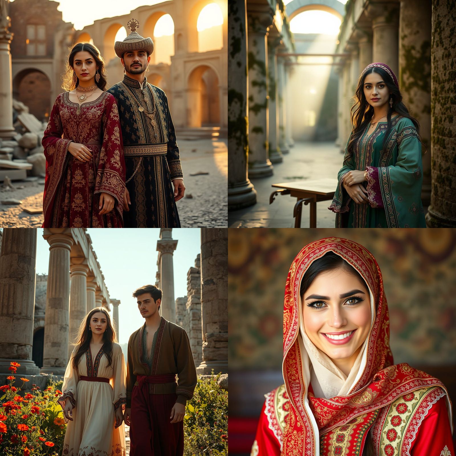 Beautiful Turkish Couple in Traditional Dress at Assos